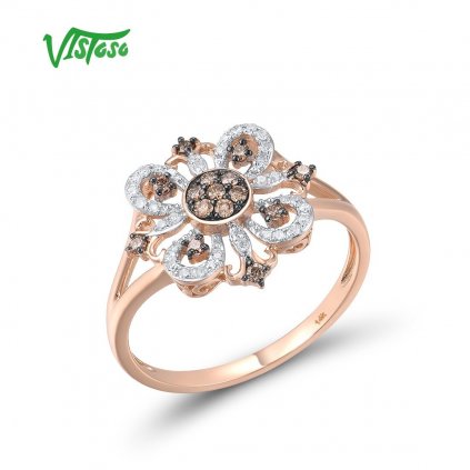 Masivní prsten ze zlata diamantová květina Listese