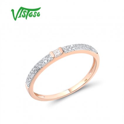 Třpytivý prsten z růžového zlata s diamanty Listese