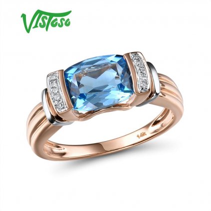 Zlatý prsten s texturou a modrým topazem Listese