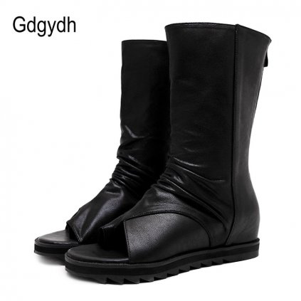 Vysoké římské sandály na zip GoodDayGirl Fashion (Barva Černá, Velikost 35)