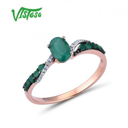 Elegantní zásnubní prsten s brilianty a smaragdy Listese