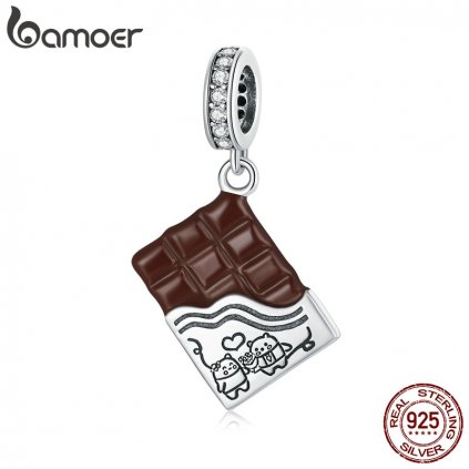 Stříbrný přívěsek s kamínky čokoláda SCC1782 LOAMOER