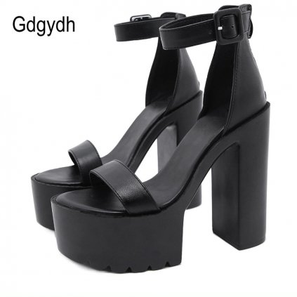 Masivní sandály na vysokém podpatku GoodDayGirl Fashion (Barva Černá, Velikost 36)