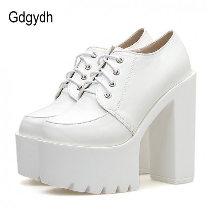 Dámské polobotky na masivním podpatku GoodDayGirl Fashion (Barva Černá, Velikost 34)