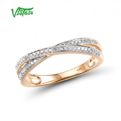 Zlatý prsten s překřížením zdobený diamanty Listese