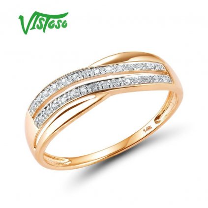 Zlatý prsten s propletením zdobený diamanty Listese
