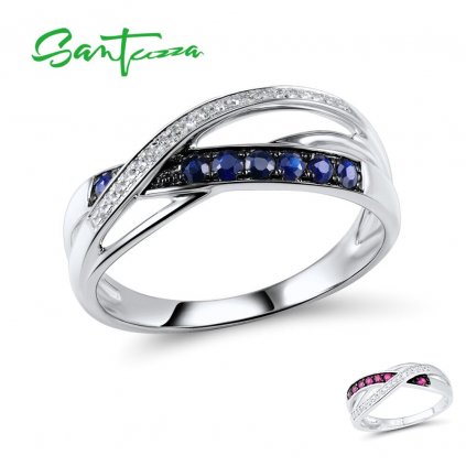 Elegantní stříbrný prsten s propletením zdobený kamínky FanTurra