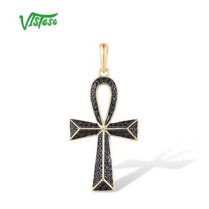 Zlatý kříž zdobený černými diamanty Listese
