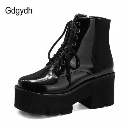 Klasické lakované kotníkové boty GoodDayGirl Fashion (Barva Žlutá, Velikost 43)
