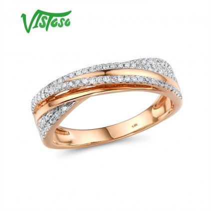 Zlatý prsten s propletením zdobený diamanty Listese