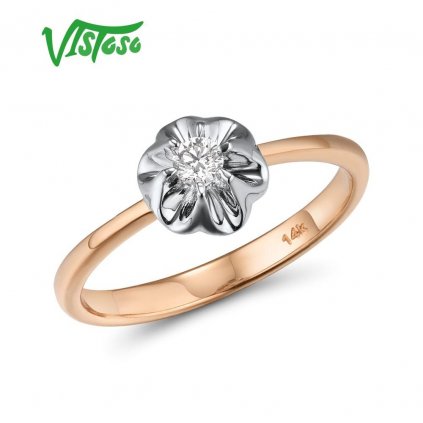 Zlatý prsten květina s diamantem Listese