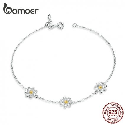 Stříbrný náramek s květinami SCB165 LOAMOER