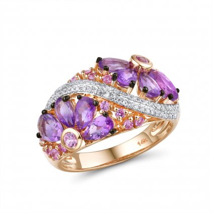 Masivní zlatý prsten s květinami Listese