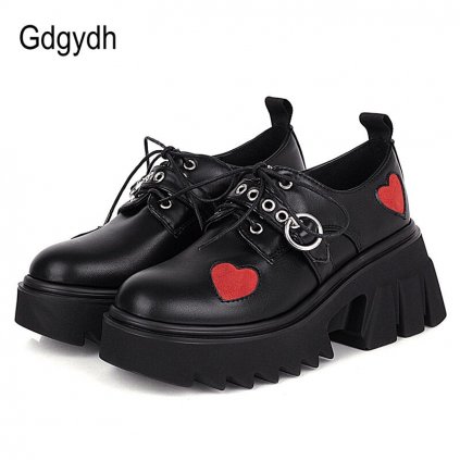 Stylové polobotky na masivní podrážce se srdíčky GoodDayGirl Fashion