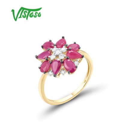 Masivní zlatý prsten růžová květina Listese