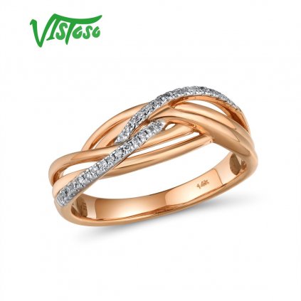 Elegantní zlatý prstýnek s propletením zdobený brilianty Listese