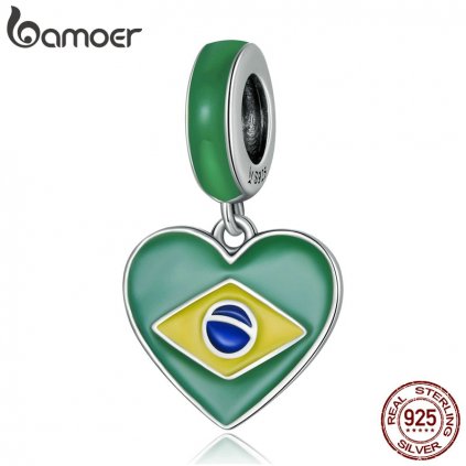 Stříbrný přívěsek Brazilská vlajka LOAMOER