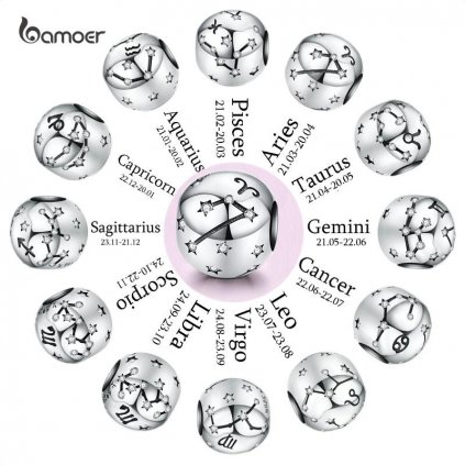 Stříbrný kulatý přívěsek astrologické znamení SCC1218 LOAMOER