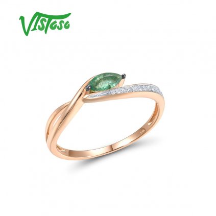 Jemný prsten zdobený diamanty a smaragdem