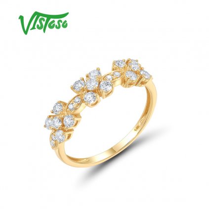 Zlatý prsten diamantové květiny