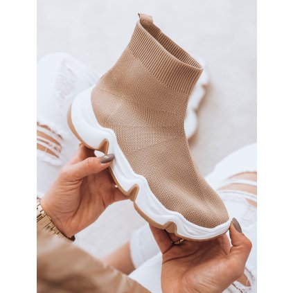 Ponožkové boty dámské SOCKY khaki Dstreet ZY0114 (Velikost 38, Barva Khaki)