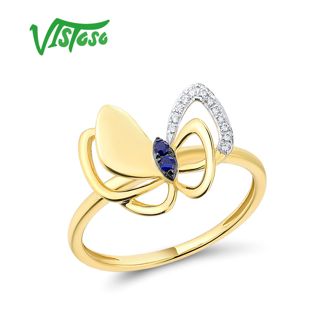 Levně Zlatý prsten motýlek Listese Velikost prstenu: 5.5 (50,5 mm)