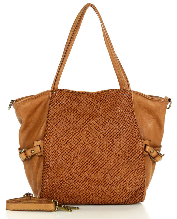 Marco Mazzini Pletená kabelka handmade shopper nákupní taška ruční výroba Barva: Hnědá