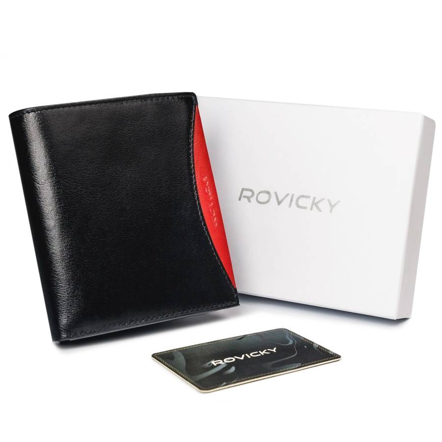 Levně ROVICKY Prostorná pánská peněženka Barva: Černá - Červená