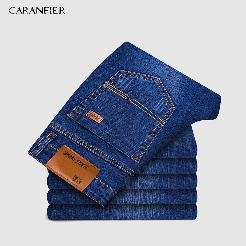 Levně CARANFLER Elegantní pánské džíny na každý den business Barva: Modrá