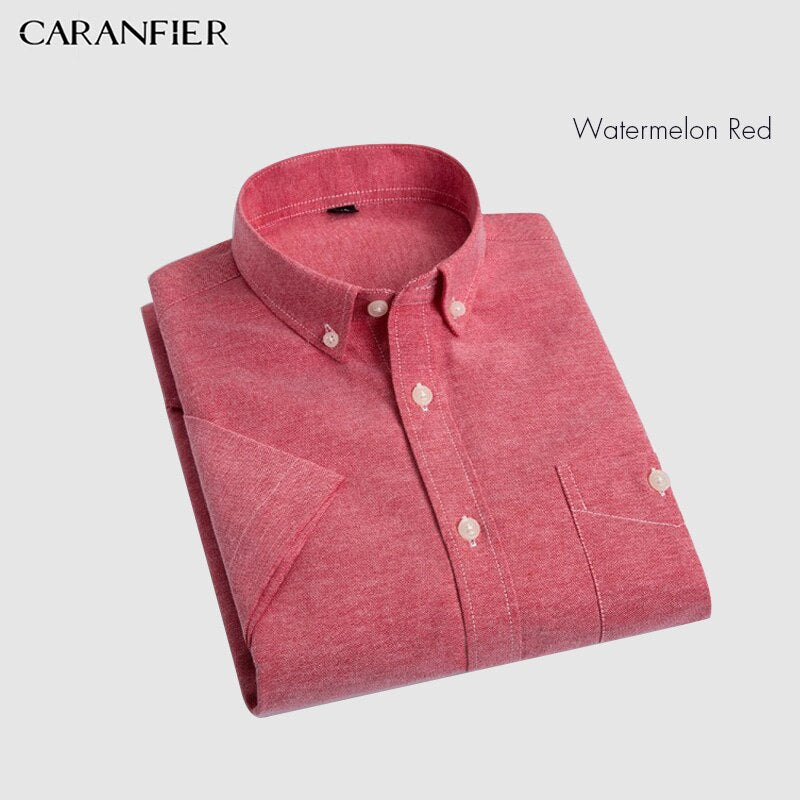 Levně CARANFLER Pánská košile Oxford Business Slim Fit Barva: Červená