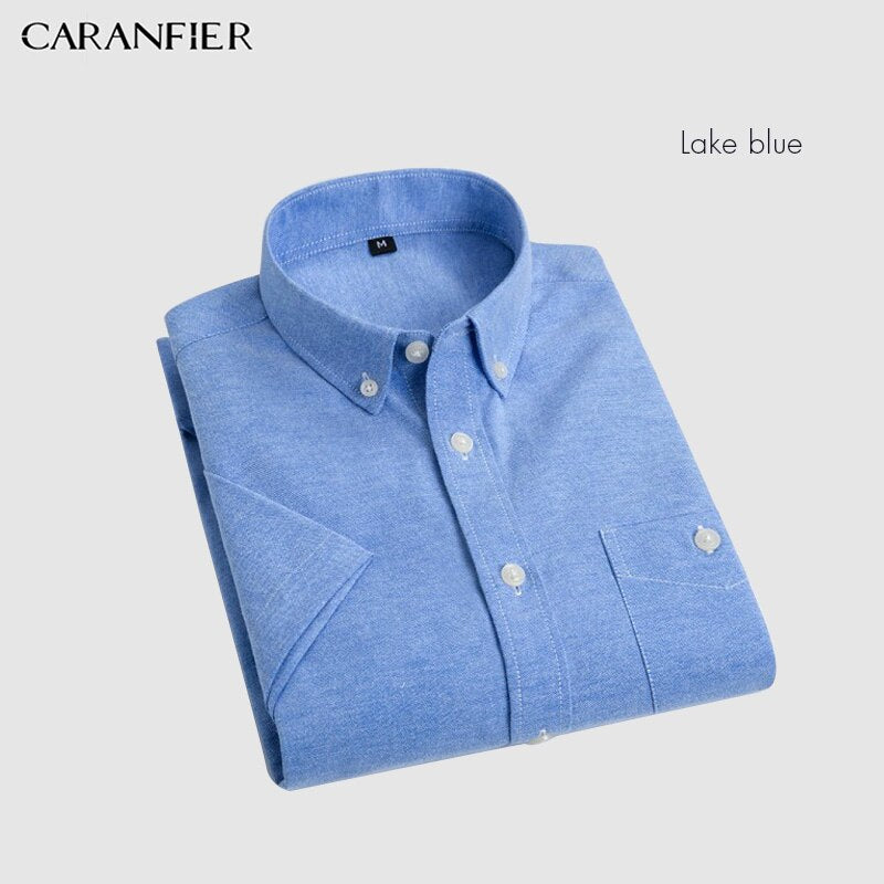 Levně CARANFLER Pánská košile Oxford Business Slim Fit Barva: Modrá
