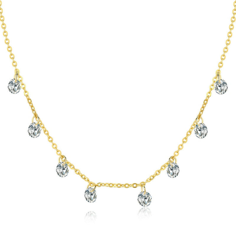 Levně LOAMOER Stříbrný náhrdelník s třpytivými zirkony Barva (Varianta): Zlatá