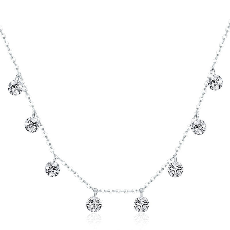 LOAMOER Stříbrný náhrdelník s třpytivými zirkony Barva (Varianta): Stříbrná