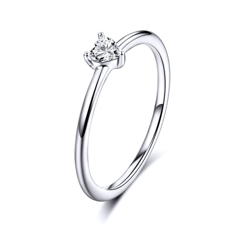 Levně LOAMOER Stříbrný svatební prsten s kamínkem Barva (Varianta): B, Velikost prstenu: 6 (51,8 mm)
