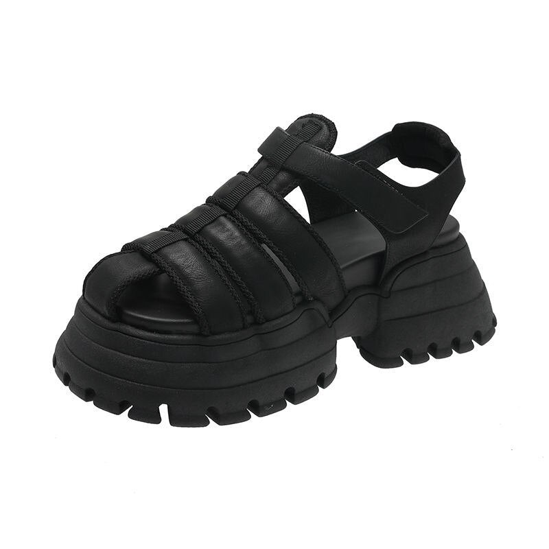 Levně GOOHO Letní dámské sandály páskové na platformě Barva: Černá