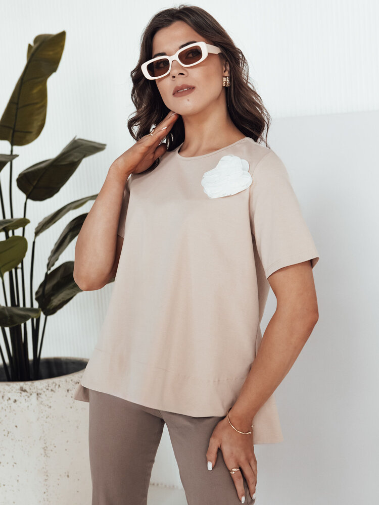 Dámské tričko basic BINDA   RY2484 Barva: Béžová, Velikost: ONE SIZE
