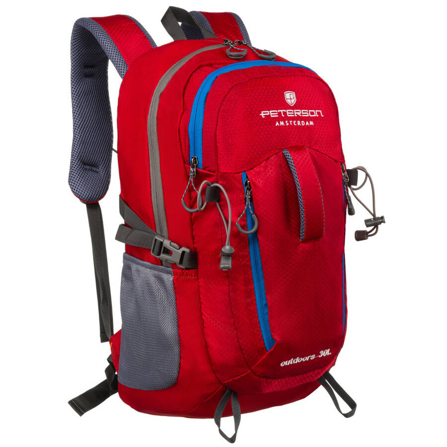 Peterson Outdoorový turistický batoh s nastavitelným bederním pásem Barva: Červená
