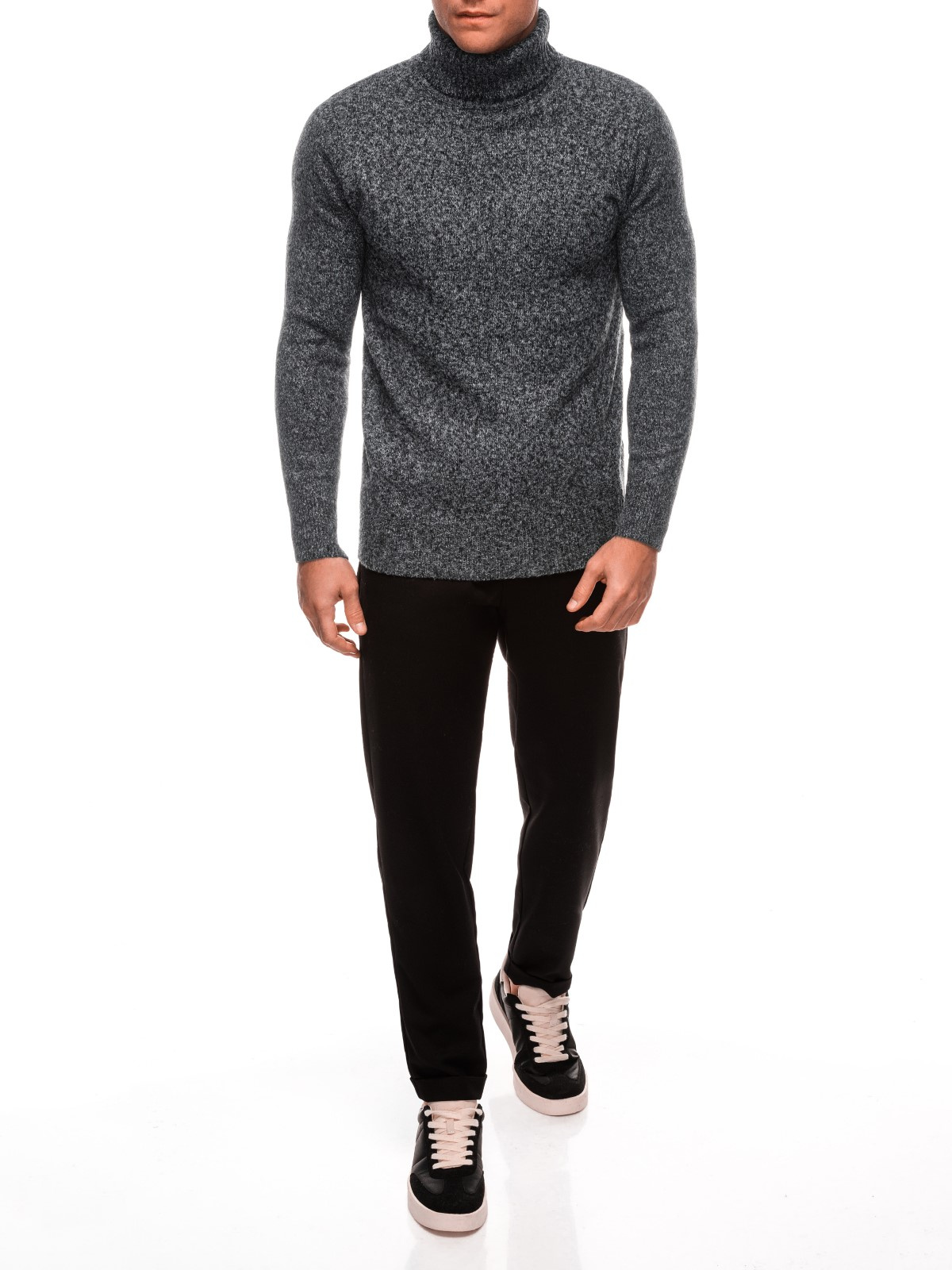 Pánský svetr s rolákem - ESPIR Barva: Černá, Velikost: 2XL