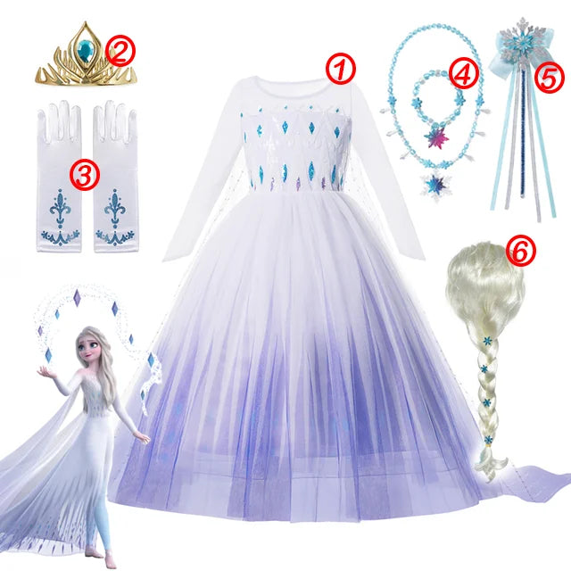 KID FASHION Dívčí princeznové šaty Frozen Velikost: 9-10T, Barva (Varianta): 6PCS Elsa Dress Set4
