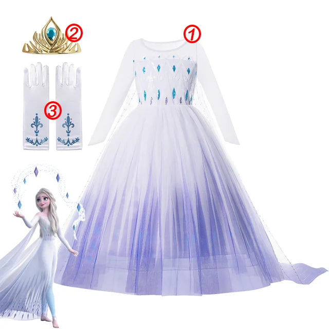 KID FASHION Dívčí princeznové šaty Frozen Velikost: 9-10T, Barva (Varianta): 3PCS Elsa Dress Set1
