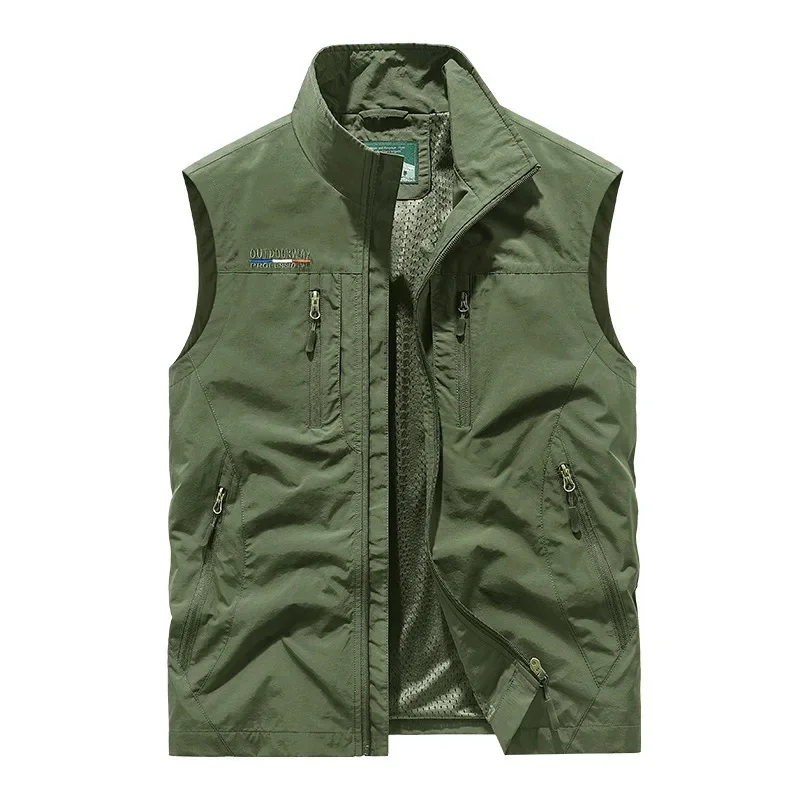 Pánská outdoorová vesta s více kapsami - Zelená XL Barva: Zelená, Velikost: XL