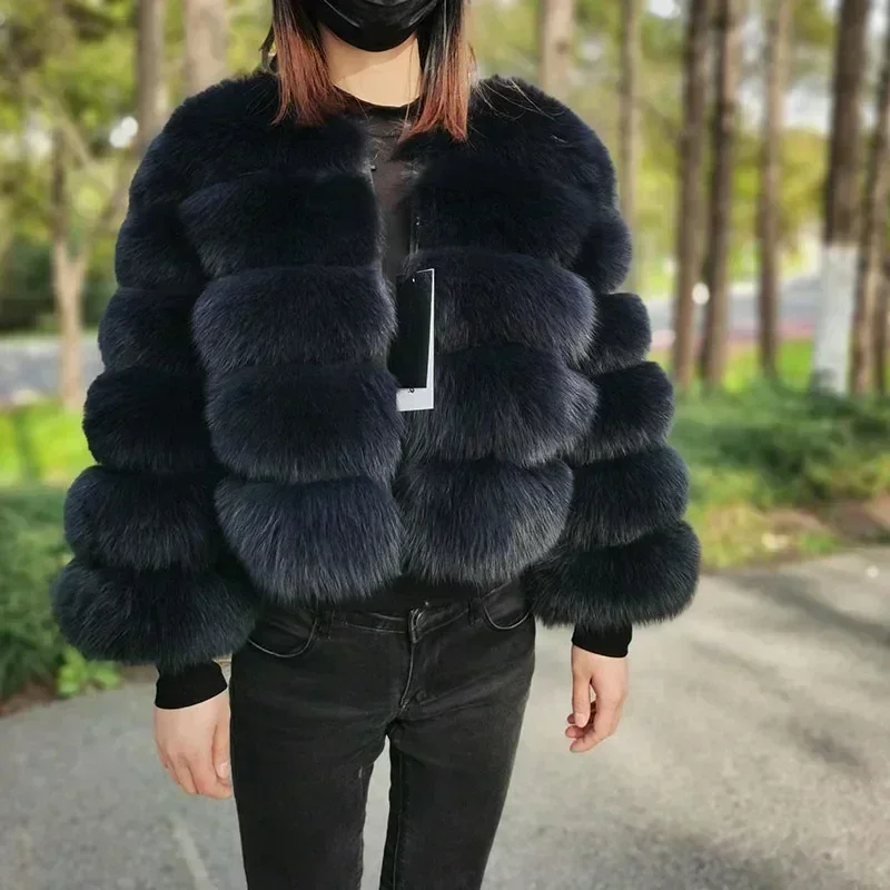 Elegantní bunda kožich s dlouhým rukávem - Černá XL Velikost: XL, Barva (Varianta): Černá