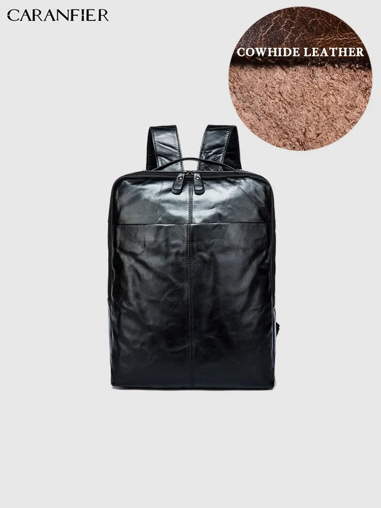 CARANFLER Kožený batoh na notebook Barva: Černá