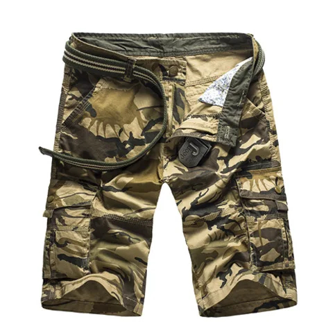 Pánské maskáčové cargo kraťasy - Khaki 42 Barva: Khaki, Velikost: 42