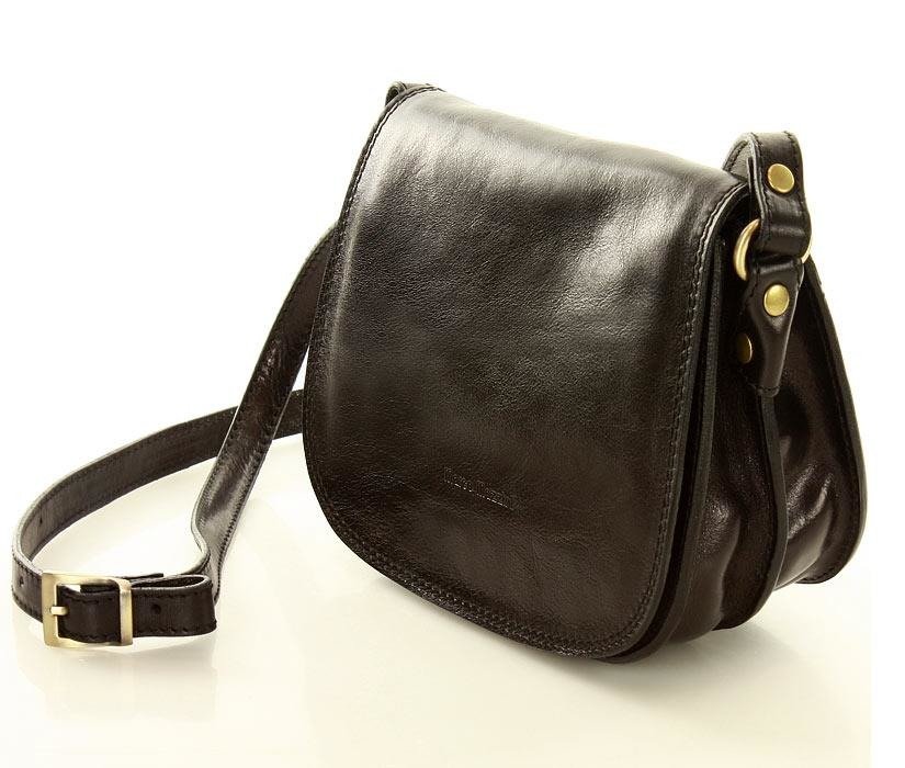 Levně Italská kožená brašna malá kabelka dámská MARCO MAZZINI Barva: Černá
