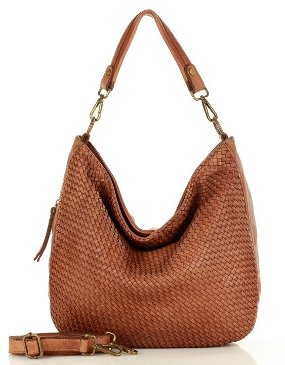 Marco Mazzini Kožená městská kabelka vintage shopper taška old pelle lavata Barva: Hnědá