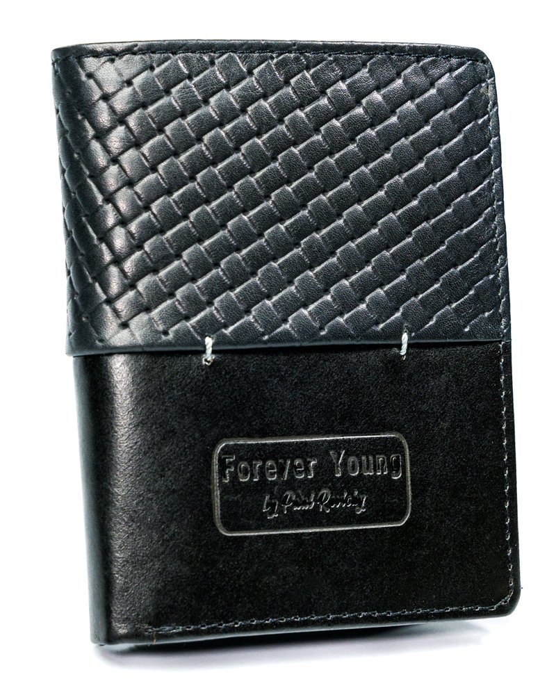 Levně Černá kožená peněženka Forever Young® pro muže s prošíváním Barva: Černá