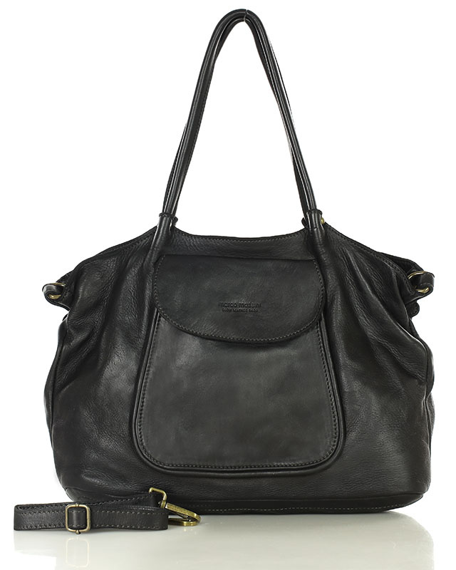 Kožená kabelka shopper taška inspirovaná přírodou Barva: Černá