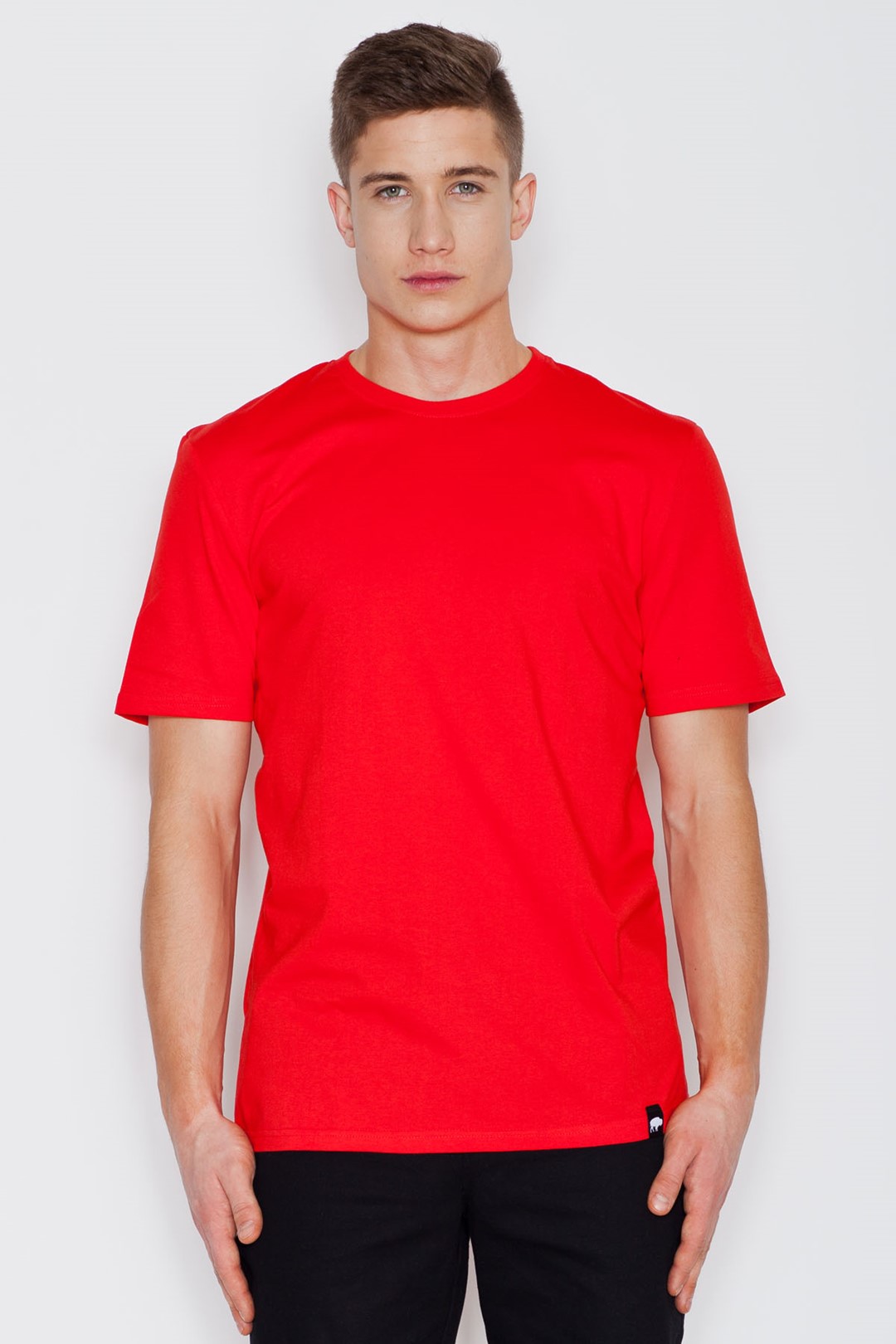 Levně Bavlněné tričko pánské V001 VISENT Barva: Červená