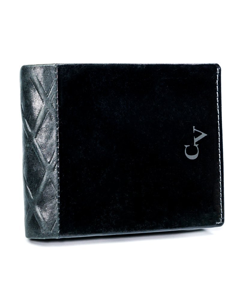 Levně 4U Cavaldi Originální pánská peněženka z lícové kůže Barva: Černá/ Bez zapínaní